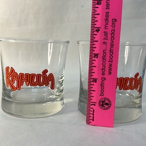 Kahlua Rocks Glasses 10 Oz Each 3 1/2 In Tall 3 1/2 In Round Set 2 Bar Cocktail